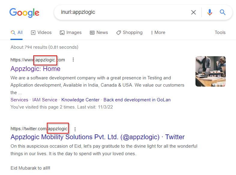 inurl for find the keyword