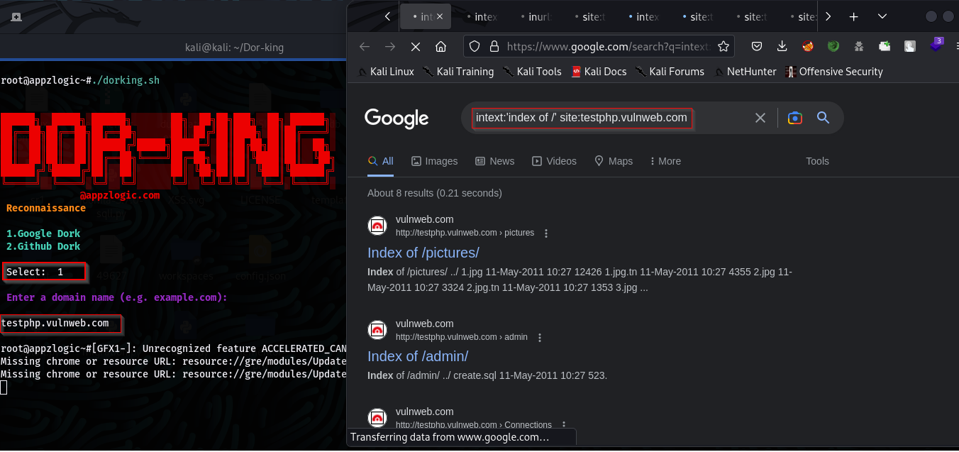 Find the information using GoogleDorks