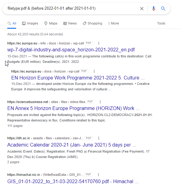 search within a particular date range by providing a specific range