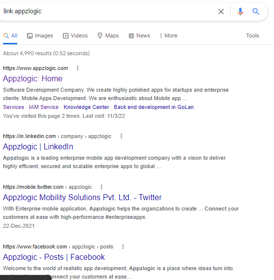 Searches for external links to pages